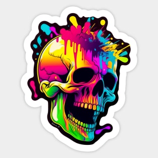 Colorful melting Skull head design #10 Sticker